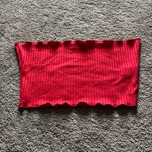 Prettylittlething Red Ribbed Tube Top SIZE 6